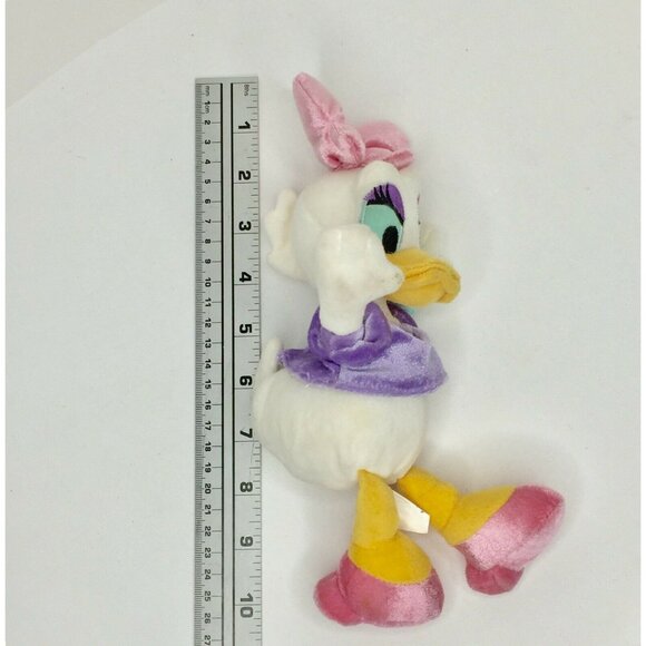 Diseny Daisy Duck 10" Plush Toy Pink Bow Purple Dress Mini Bean Bag Plushie - Picture 9 of 12